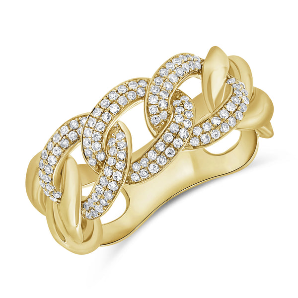 Diamond Link Chain Ring in 14K Gold