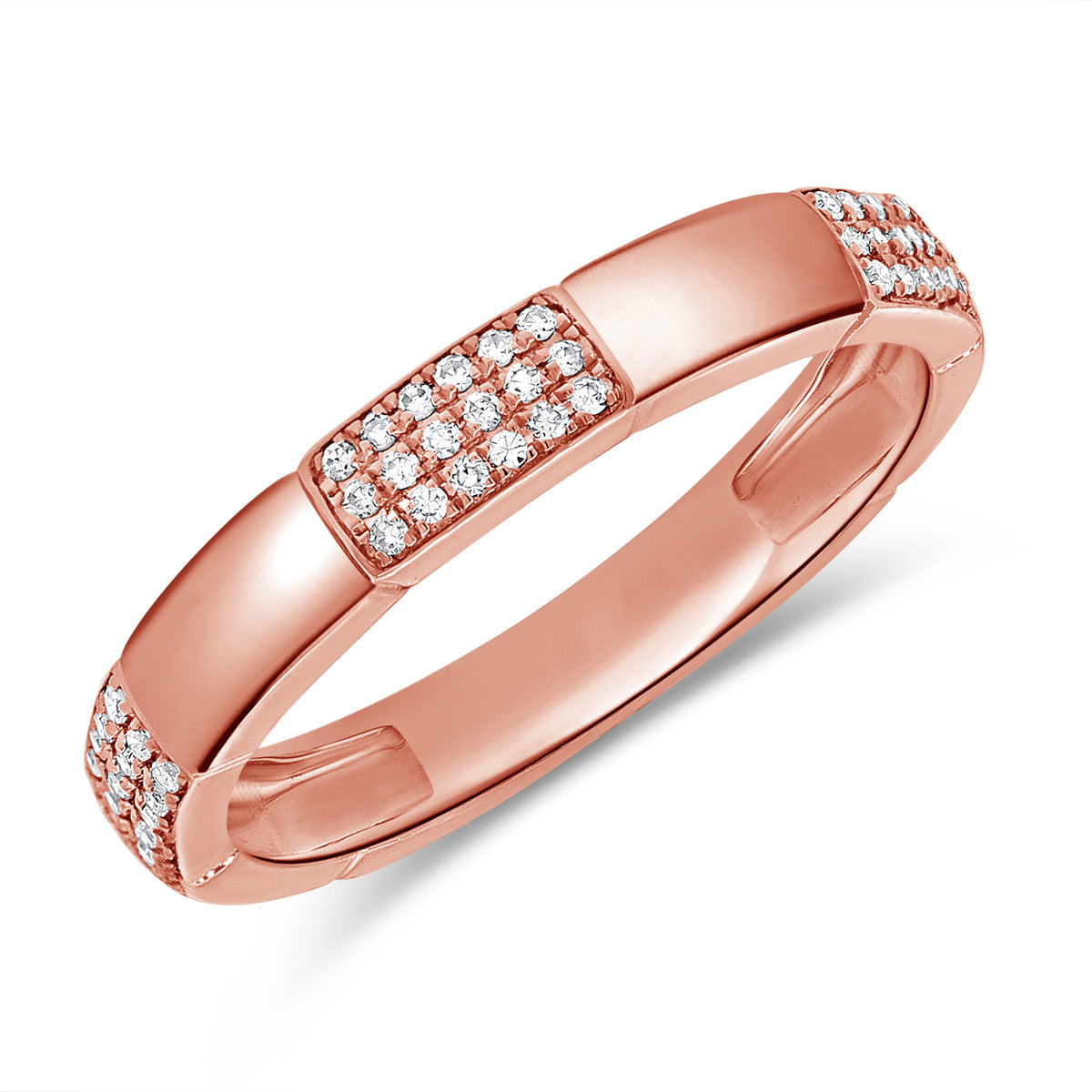 14K Gold Diamond Band Ring – 0.17 Carat Pave-Set Diamonds
