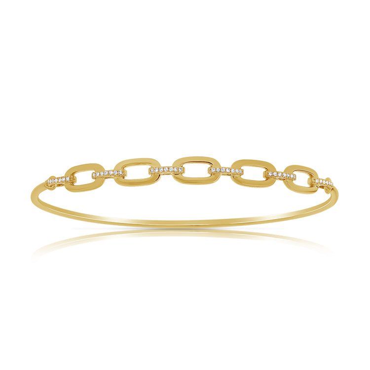 Elegant 14K Gold Designer Links Diamond Bangle