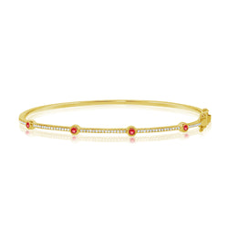 Ruby & Diamonds 14K Gold Bangle Bracelet