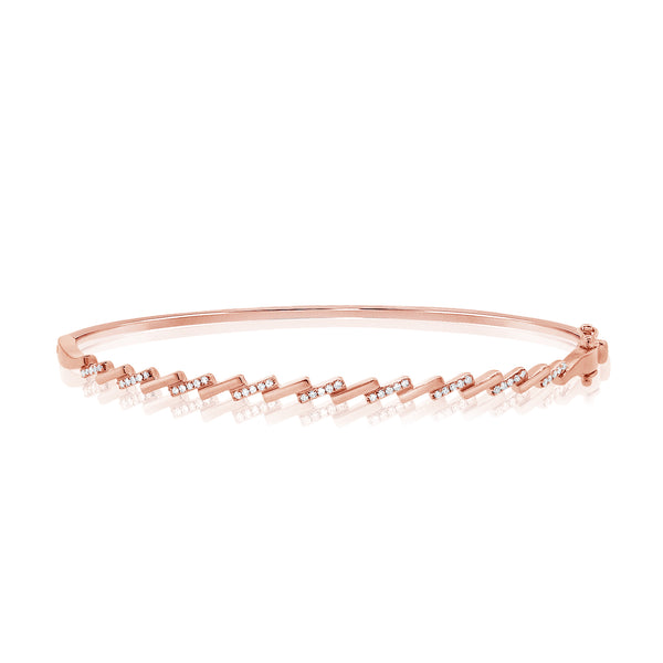 Diamond Accented Ladder Bangle in 14K Gold