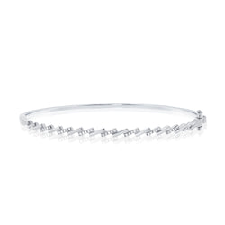 Diamond Accented Ladder Bangle in 14K Gold