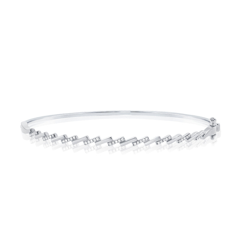 Diamond Accented Ladder Bangle in 14K Gold