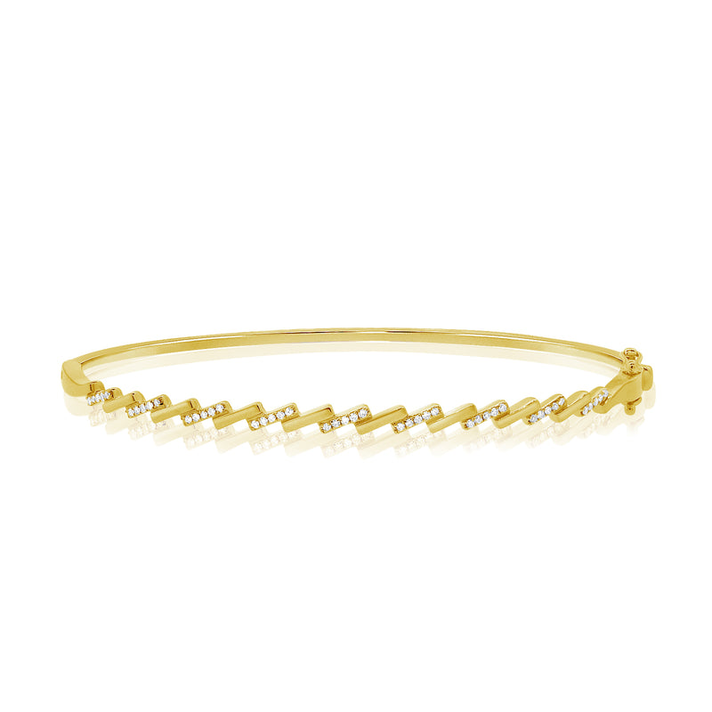 Diamond Accented Ladder Bangle in 14K Gold