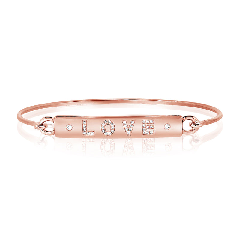 14K Gold Diamond Love Bangle