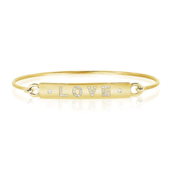 14K Gold Diamond Love Bangle