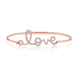 14K Gold Diamond Love Bangle