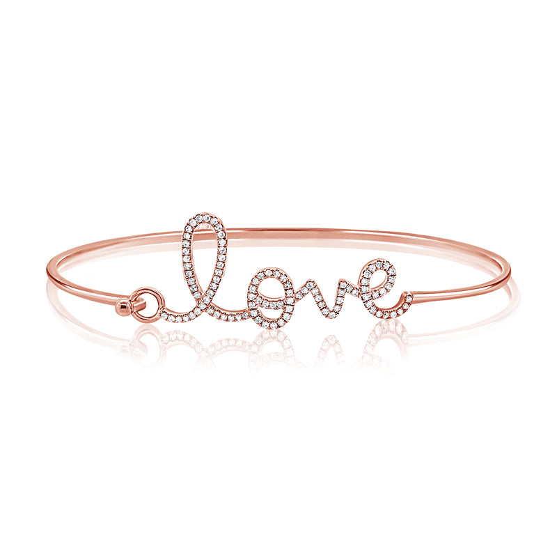 14K Gold Diamond Love Bangle