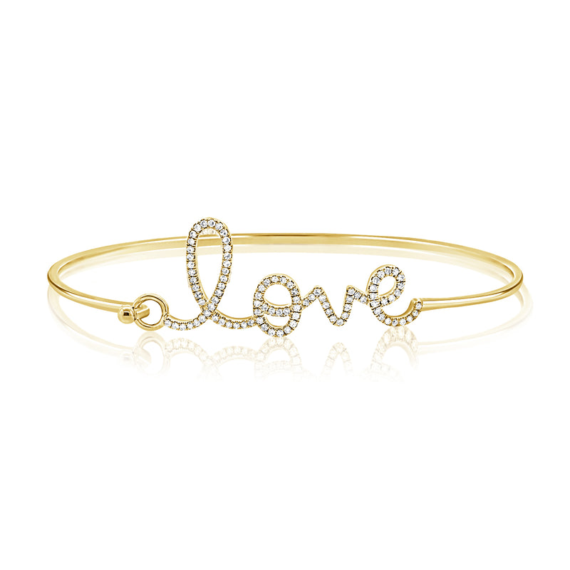 14K Gold Diamond Love Bangle