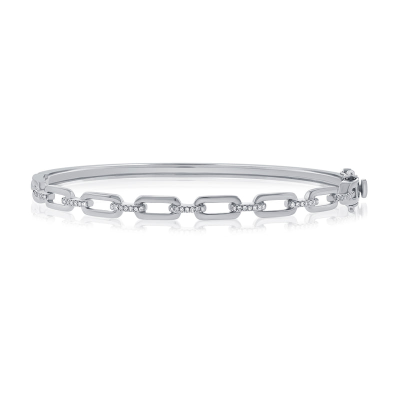 Diamond Link Chain Bangle in 14K Gold