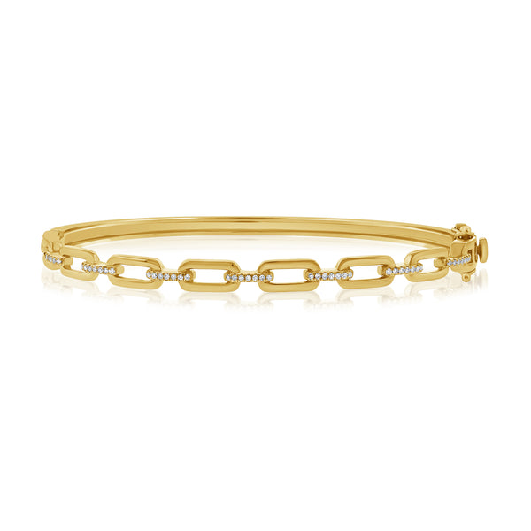 Diamond Link Chain Bangle in 14K Gold