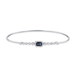 Sapphire and Diamond Bezel Bangle in 14K Gold