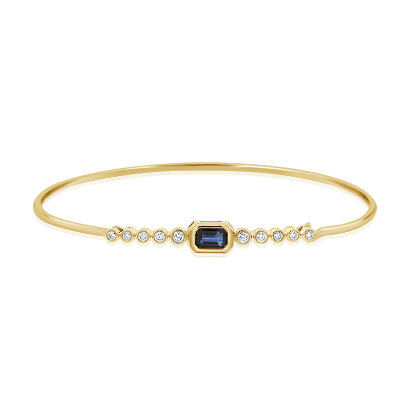 Sapphire and Diamond Bezel Bangle in 14K Gold