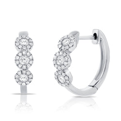 Elegant 0.54 Carat Diamond Cluster Huggie Earrings in 14K Gold