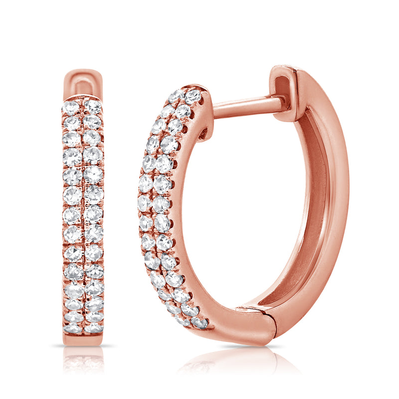 14K Gold Diamond Pave Huggie Earrings
