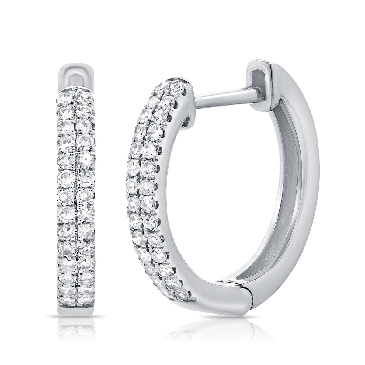 14K Gold Diamond Pave Huggie Earrings