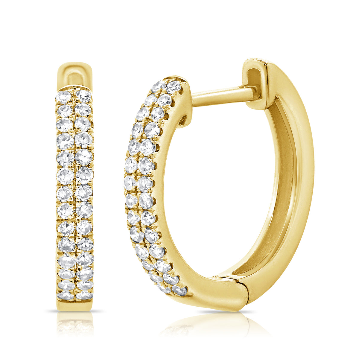 14K Gold Diamond Pave Huggie Earrings