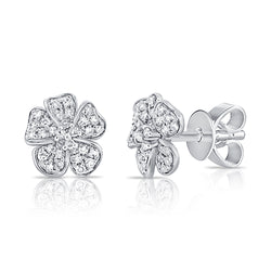 14K Gold Flower Studs with Diamonds