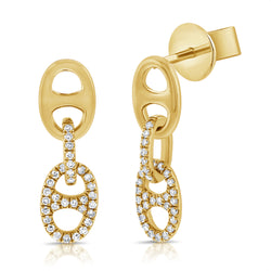 14K Gold Drop Earrings with Diamonds