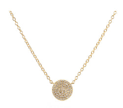 Circle Diamond Pavé Pendant Necklace in 14K Gold