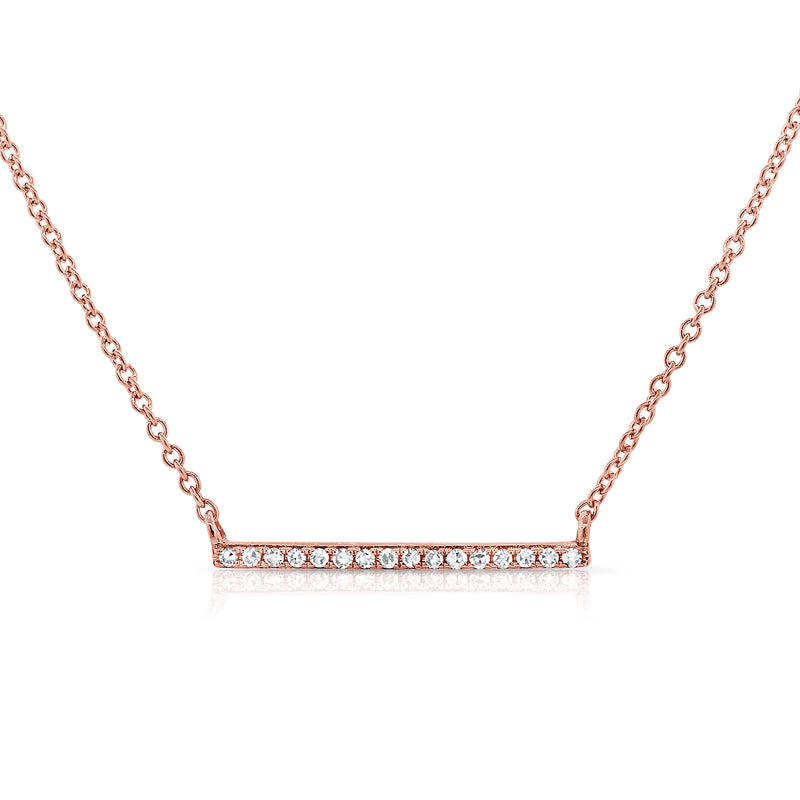 Diamond Bar Pendant Necklace in 14K Gold