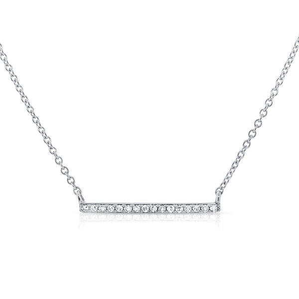 Diamond Bar Pendant Necklace in 14K Gold