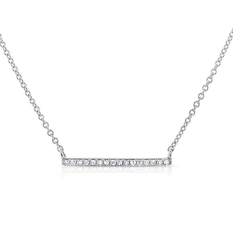 Diamond Bar Pendant Necklace in 14K Gold