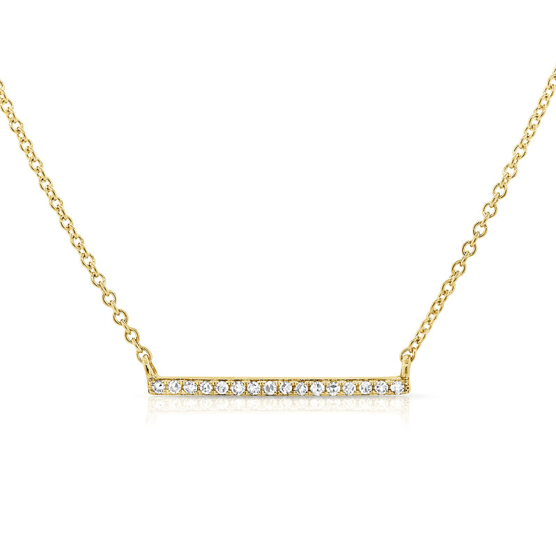 Diamond Bar Pendant Necklace in 14K Gold