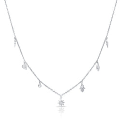 14K Gold Starburst Station Necklace with Diamonds