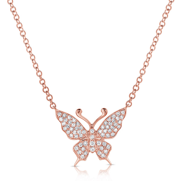 14K Butterfly Necklace with Diamonds