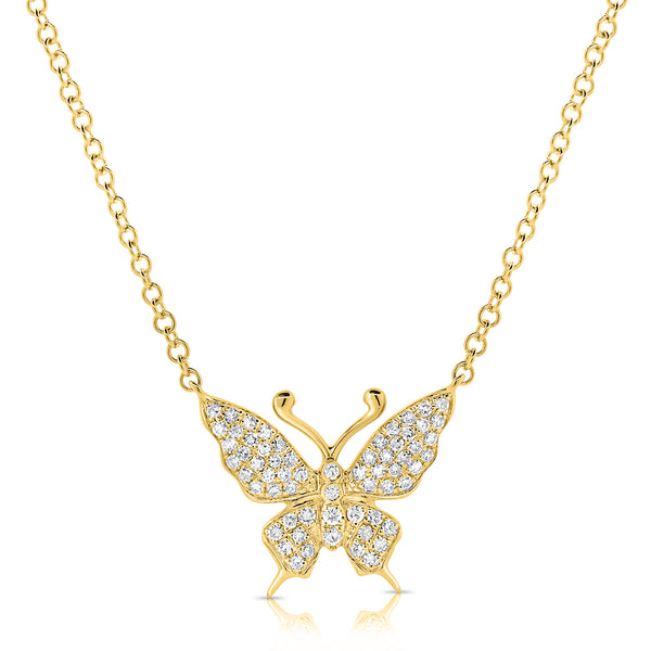 14K Butterfly Necklace with Diamonds