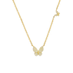 Diamond Butterfly Station Necklace