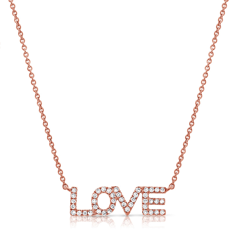 14K Love Necklace with Dazzling Diamonds