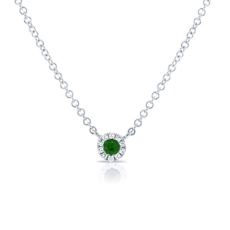 Emerald & Diamond Necklace with 14K Gold Chain