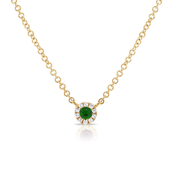 Emerald & Diamond Necklace with 14K Gold Chain