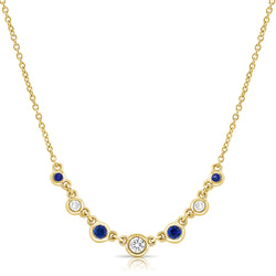 Sapphire and Diamond Bezel Necklace in 14K Gold