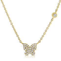 OKGs Collection 14K Gold Butterfly Necklace with Diamonds