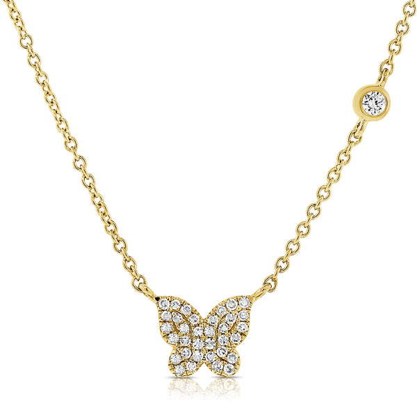 OKGs Collection 14K Gold Butterfly Necklace with Diamonds