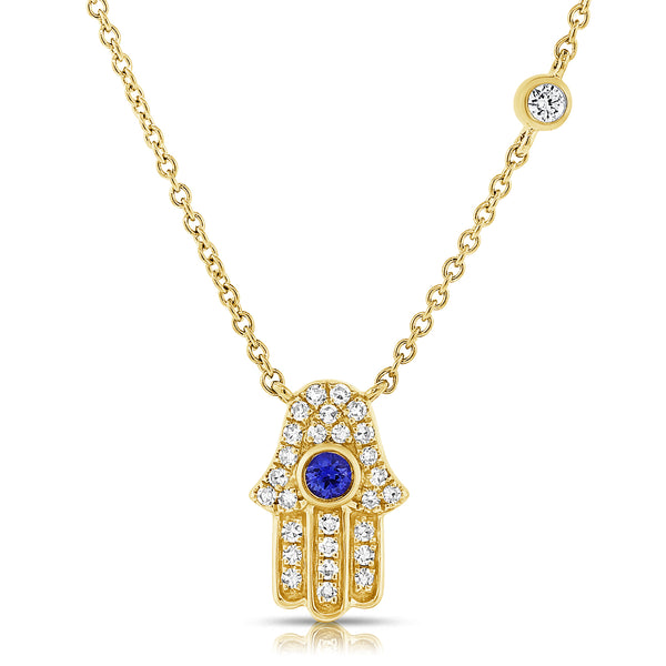 14K Gold Evil Eye & Hamsa Necklace with Diamonds