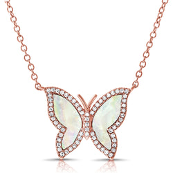 Mother of Pearl Diamond Butterfly Necklace