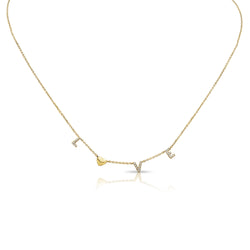 14K Gold Heart & Love Necklace with Diamonds