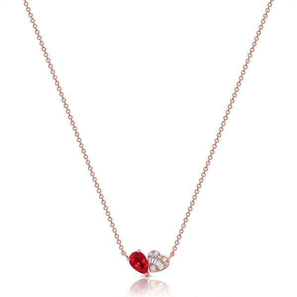 Ruby Heart & Diamond Necklace