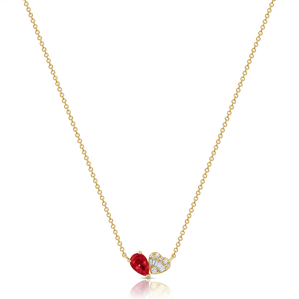 Ruby Heart & Diamond Necklace