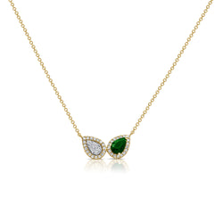 Diamond & Colored Stone Rainbow Pear Shaped Pendant Necklace in 14kt Gold