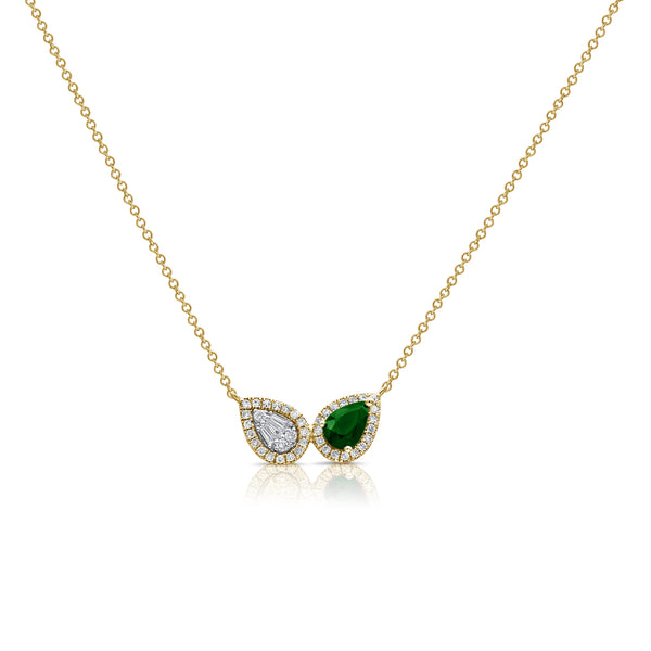 Diamond & Colored Stone Rainbow Pear Shaped Pendant Necklace in 14kt Gold