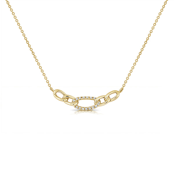 Diamond Link Chain Necklace in 14K Gold