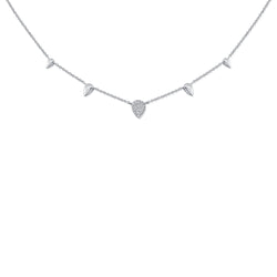 14K Gold Pear Station Necklace with Diamonds