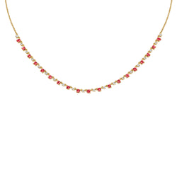 Enchanting Ruby and Diamond Tennis Necklace in 14K Gold