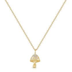 14K Gold Mushroom Necklace with Diamonds