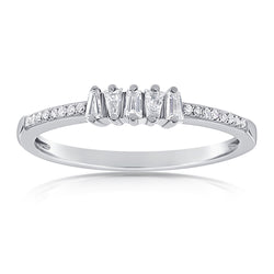 Elegant 0.23 Carat Baguette and Round Diamond Ring in 14K White, Yellow, or Rose Gold